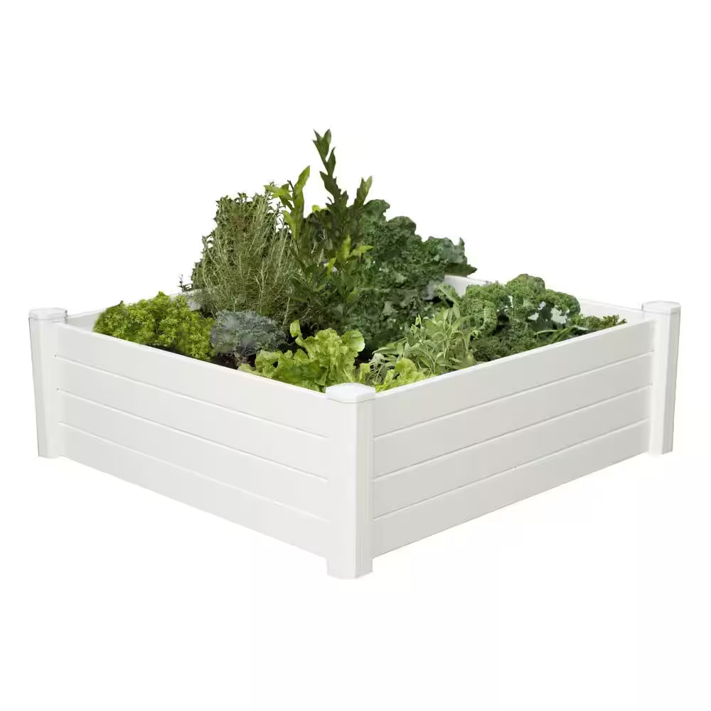 White Vinyl Raised Garden Bed (48 In. L X 15 In. W X 48 In. H)