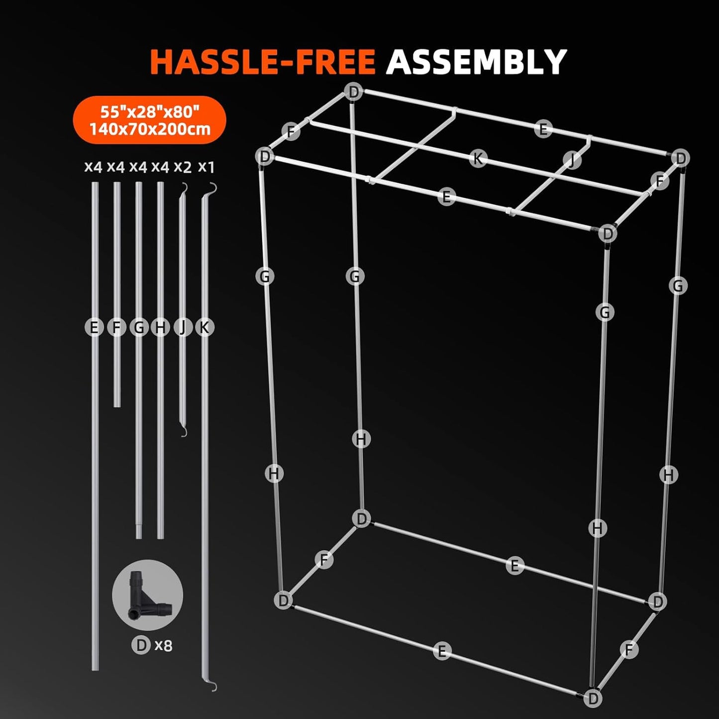 4.6X2.3 Grow Tent 2025 New, 55"X28"X80", with Hook for Controller and Power Strip, Enlarged View Window, 1680D Thicken Mylar Canvas for Indoor Hydroponic Growing SF2000, SE4500, G4500