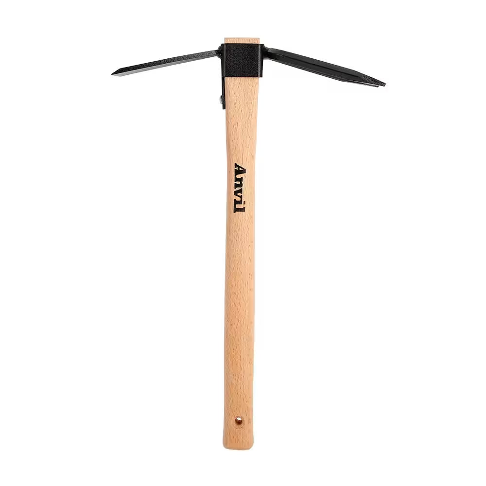 14.4-Inch Wooden Handle Digging Hoe and Cultivator Combination Tool