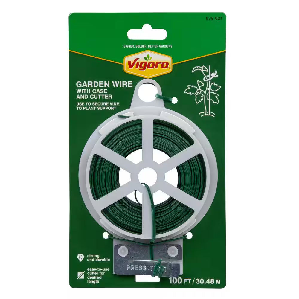 100 Ft. Heavy-Duty Garden Wire with Case and Cutter for Fencing and Plant Support