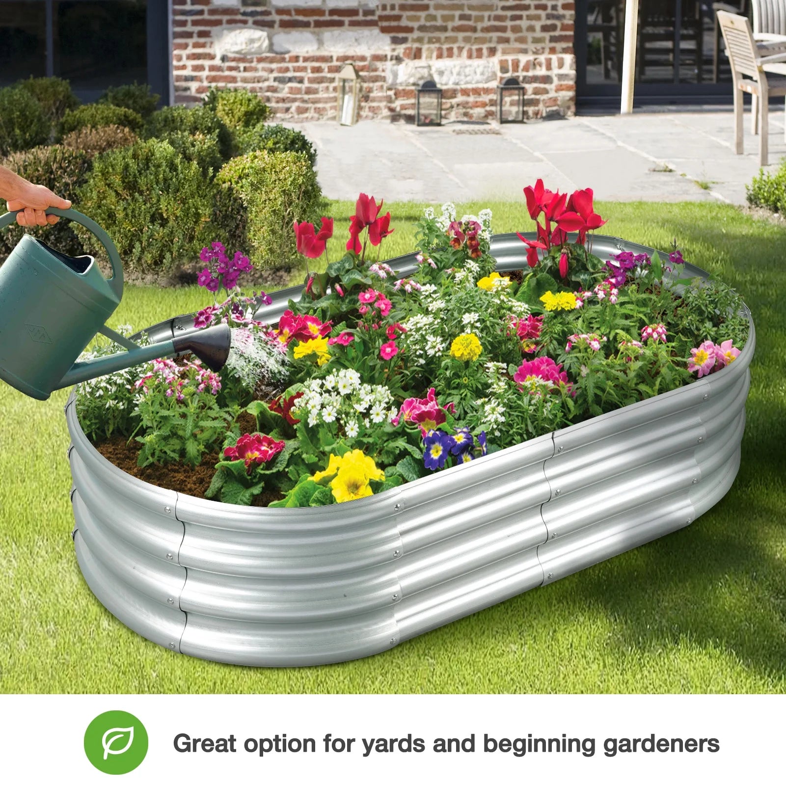 2Pcs Galvanized Raised Garden Bed, 4Ft (L) X2Ft (W) X1Ft (H) Outdoor Garden Planters, Galvanized Raised Planters Silver,Not Wood