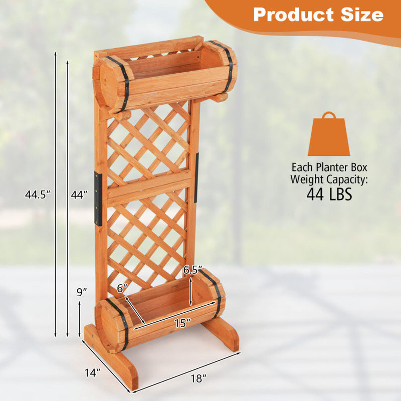 2-Tier Wooden Raised Garden Bed with Trellis