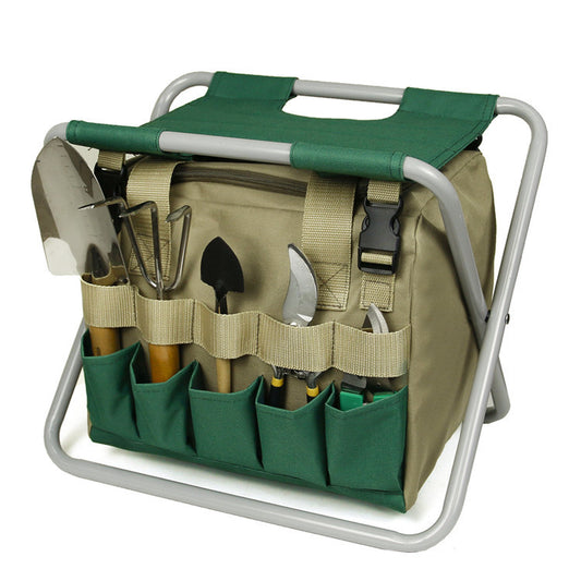 Gardening Stool with Tote Bag and Tool Organizer - Folding Seat for Garden Use
