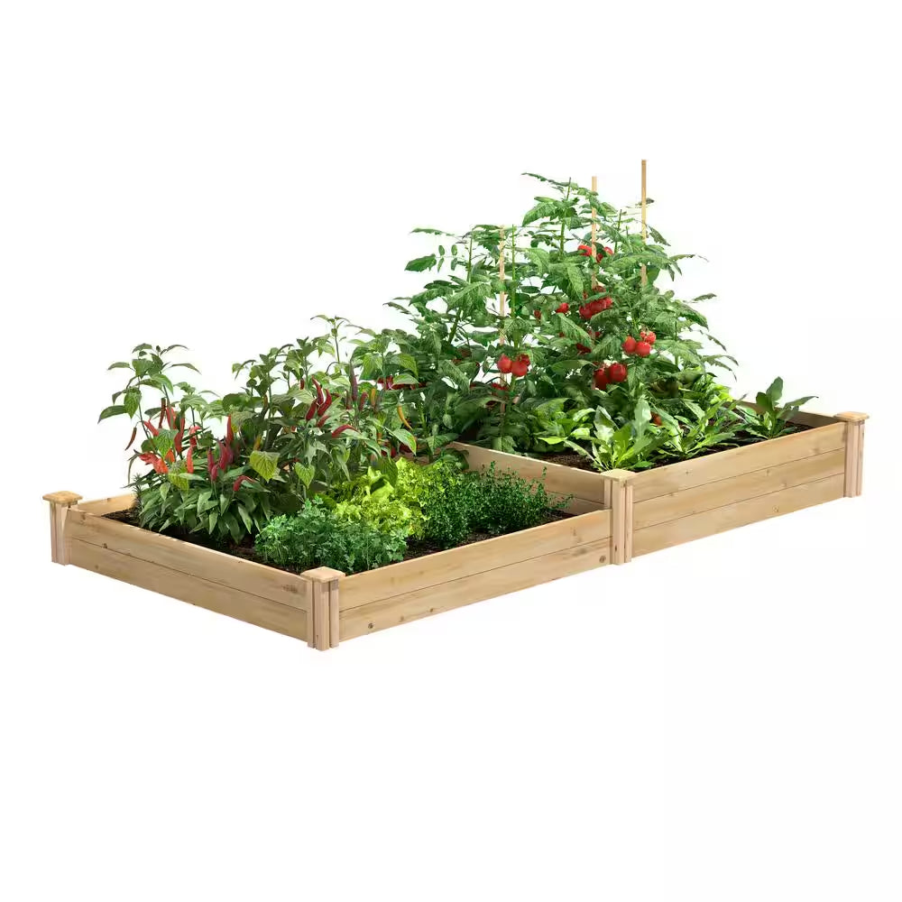Premium Sanded Natural Cedar 2-Tiered Raised Garden Bed with 3/4 In. Thick Boards (96 In. L X 48 In. W X 10.5 In. H)
