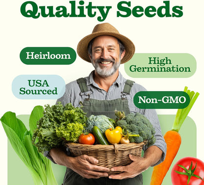 55 Variety Survival Seed Vault 28,000+ Heirloom Non-Gmo Vegetable Seeds for Planting, High Germination, Emergency Food Supply,Year-Round Garden Starter Kit,Gift for Gardeners (55 Varieties)