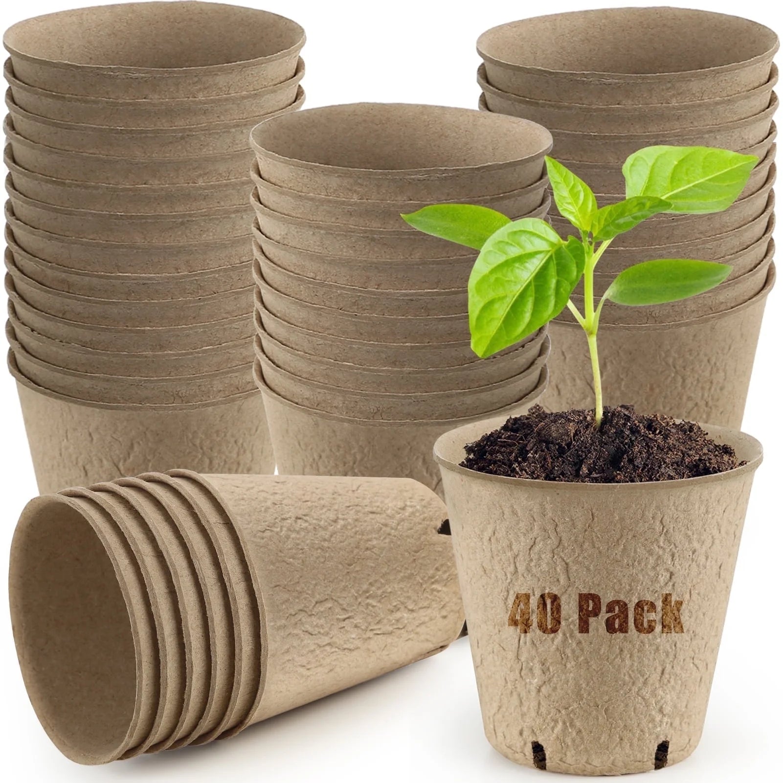 120 Pack Peat Pots for Seedlings, 3.15 Inch Biodegradable Seed Starter Planting Pots for Seedlings