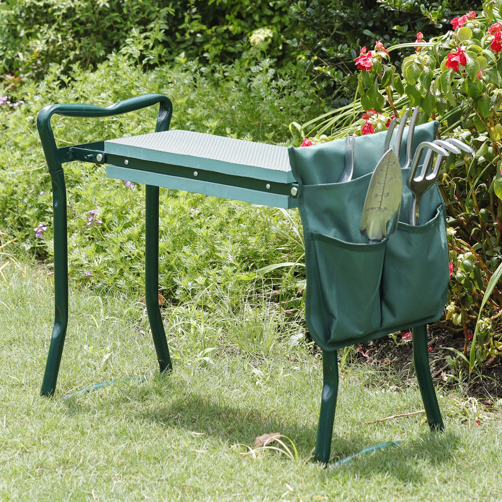 Folding Garden Kneeler Bench Kneeling Soft Eva Pad Seat with Stool Pouch