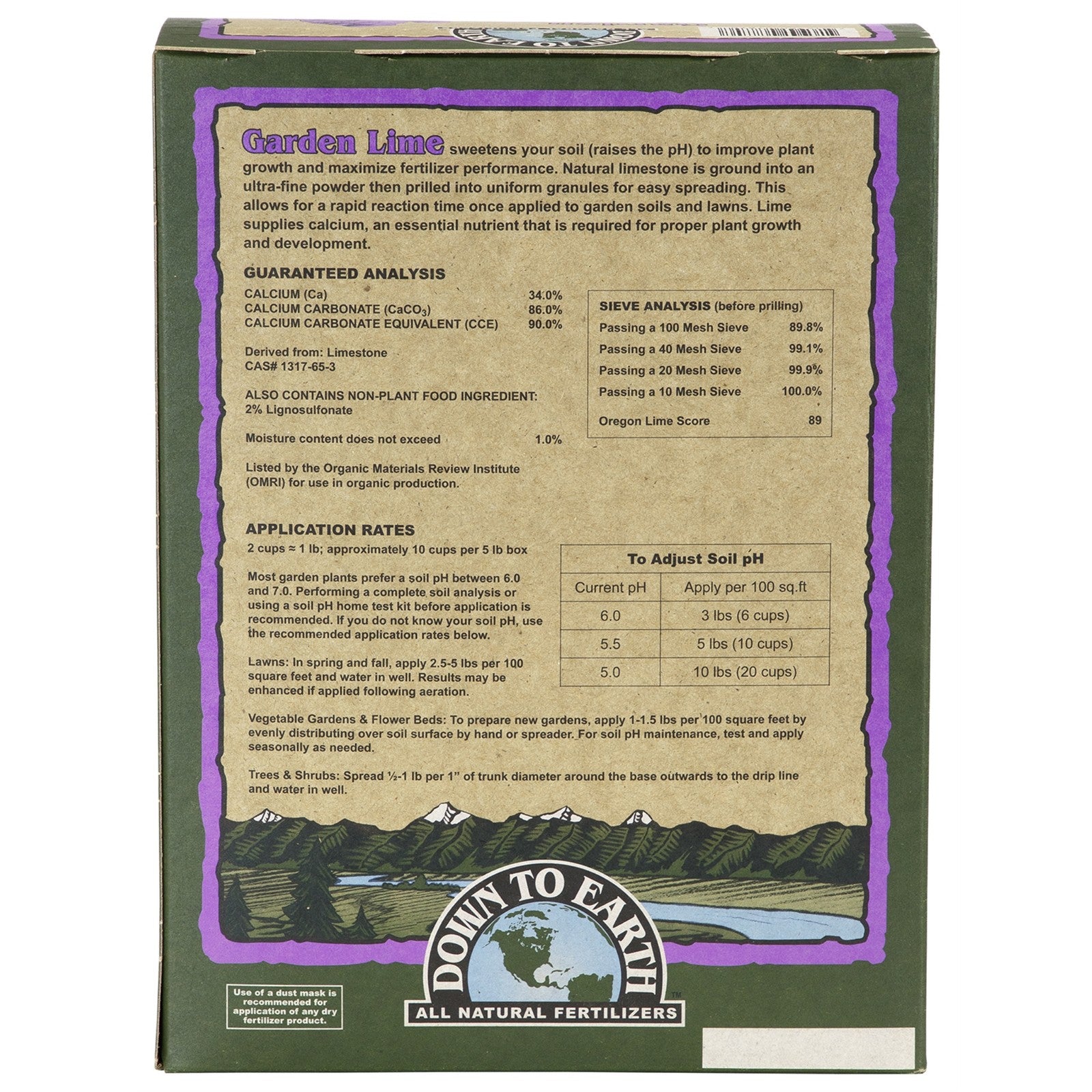Down to Earth Organic Prilled Garden Lime Calcium Carbonate Soil Amendment, 5 Lb
