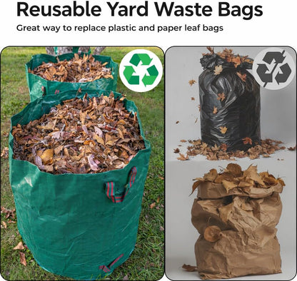 3-Pack 72 Gallon Yard Waste Bags, Reusable Heavy Duty Collapsible Garden Leaf Bags with Plastic Ring, Stand-Up Yard Waste Bin for Leaves, Lawn Debris & Grass Clippings