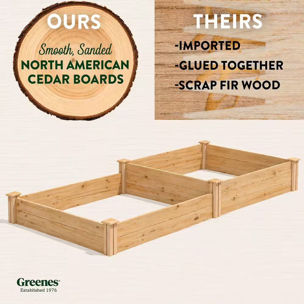 Premium Sanded Natural Cedar 2-Tiered Raised Garden Bed with 3/4 In. Thick Boards (96 In. L X 48 In. W X 10.5 In. H)
