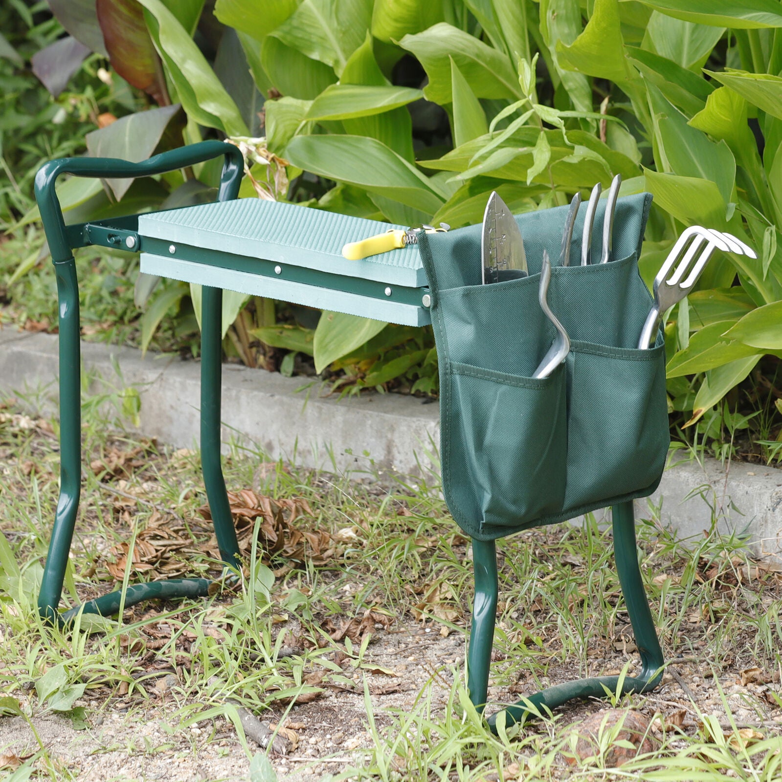 Folding Garden Kneeler Bench Kneeling Soft Eva Pad Seat with Stool Pouch