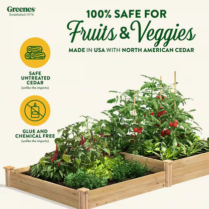 Premium Sanded Natural Cedar 2-Tiered Raised Garden Bed with 3/4 In. Thick Boards (96 In. L X 48 In. W X 10.5 In. H)