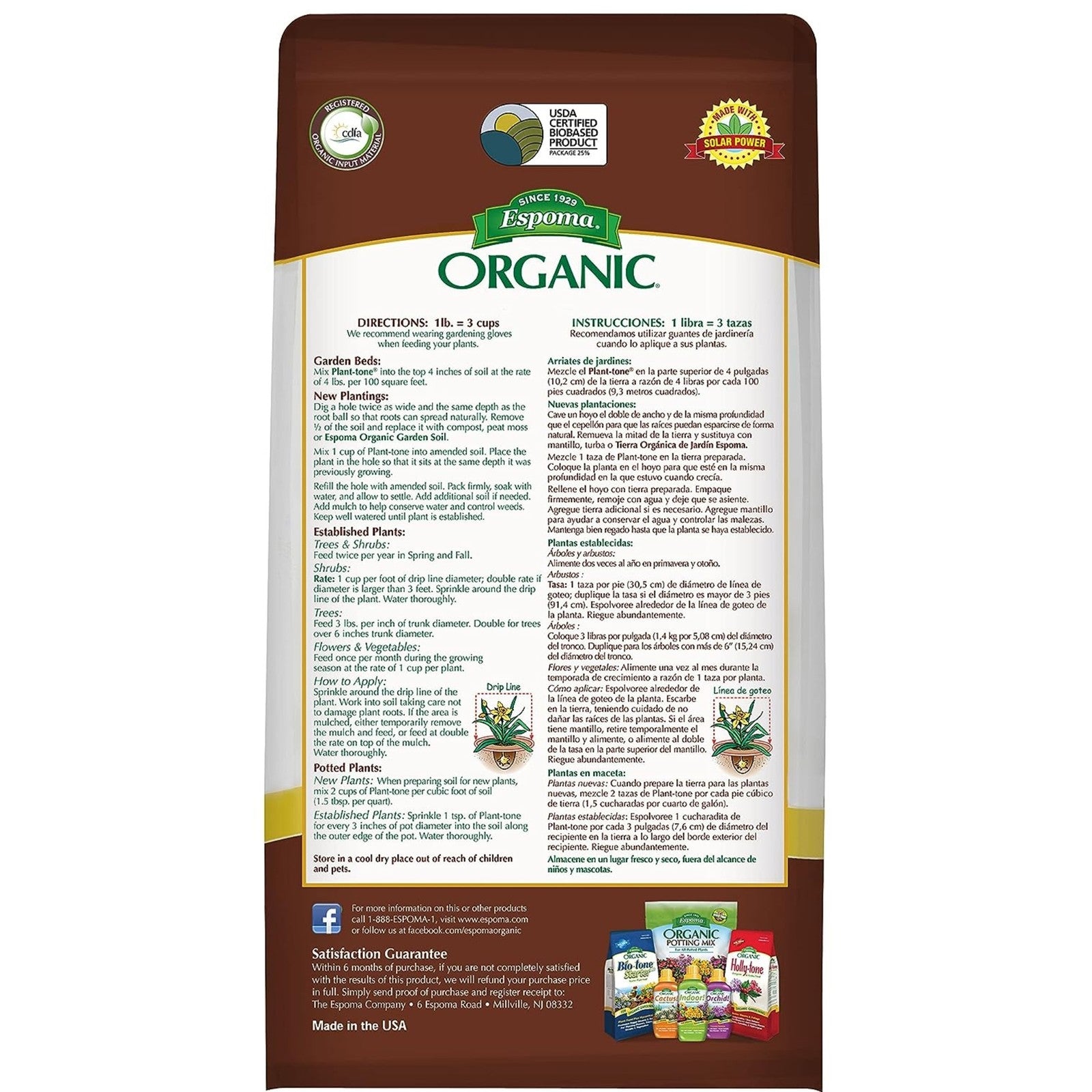 Espoma Organic Plant-Tone 5-3-3 All-Purpose Garden Plant Food, 36Lbs