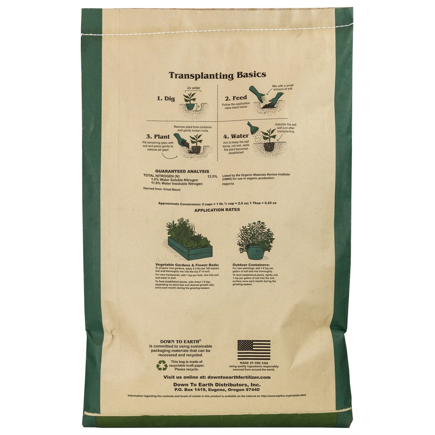 Down to Earth Organic Blood Meal 12-0-0 All-Natural Fertilizer, 20 Lbs