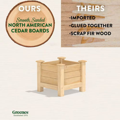 Original Natural Wood Cedar Square Elevated Garden Raised Bed with Legs (16 In. L X 16 In. W X 17 In. H)