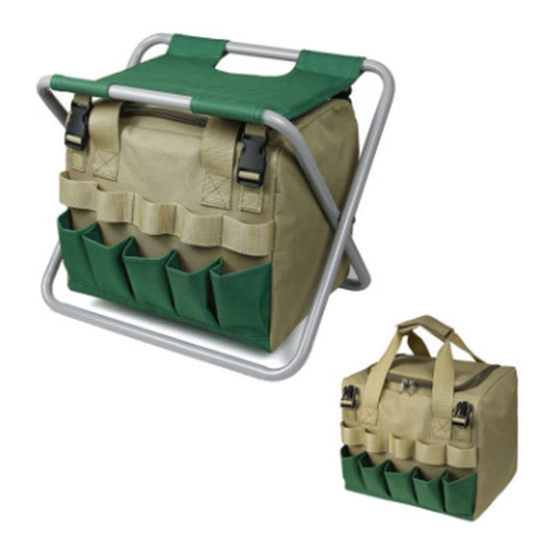 Gardening Stool with Tote Bag and Tool Organizer - Folding Seat for Garden Use