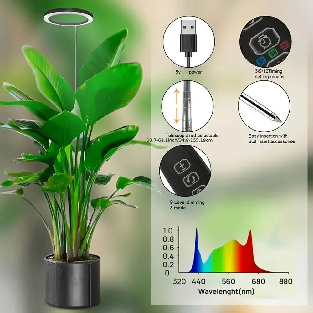 Full Spectrum Indoor Solar LED Growth Light, Fleshy Viridiplantae, Flower Floor Telescopic Fill Light