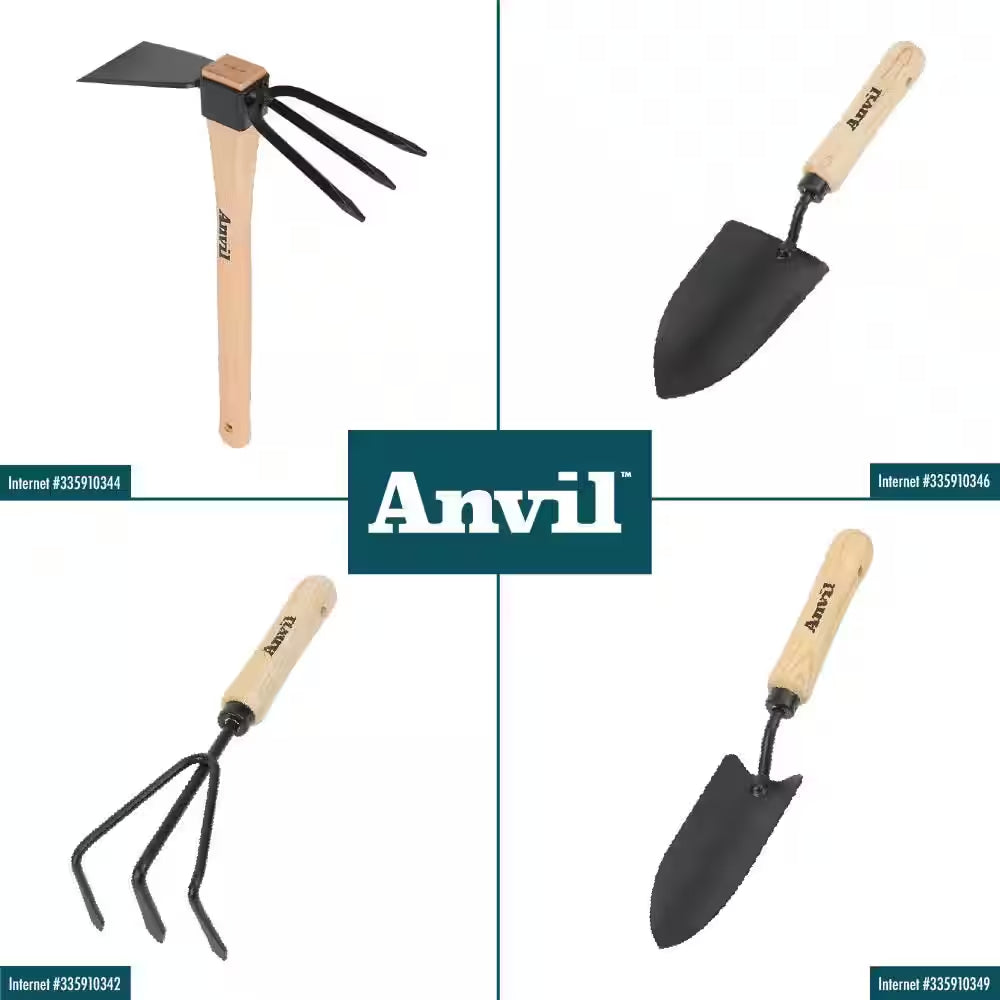 14.4-Inch Wooden Handle Digging Hoe and Cultivator Combination Tool