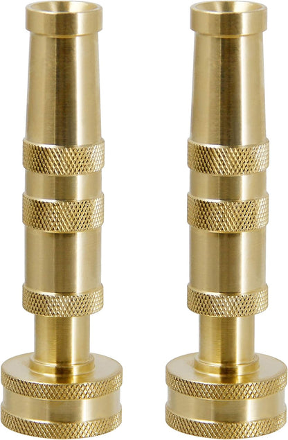 Brass Hose Nozzle, Heavy-Duty Brass Adjustable Twist Hose Nozzle, 2 Pack (4")