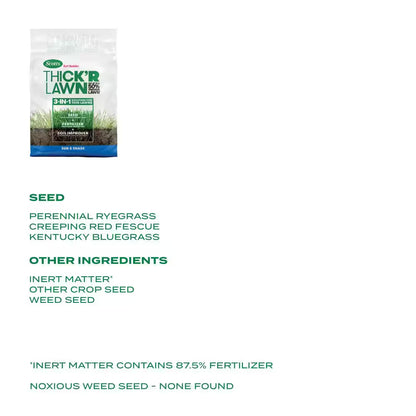Turf Builder Thick'R Lawn Sun and Shade 12 Lbs. Grass Seed, Fertilizer and Soil Improver to Thicken Thin Grass