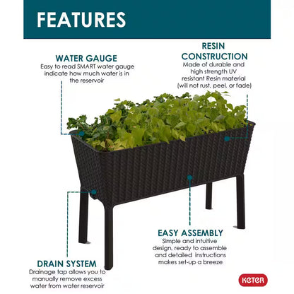 Splendor 29.8 In. H X 44.9 In. W Anthracite Raised Garden Bed