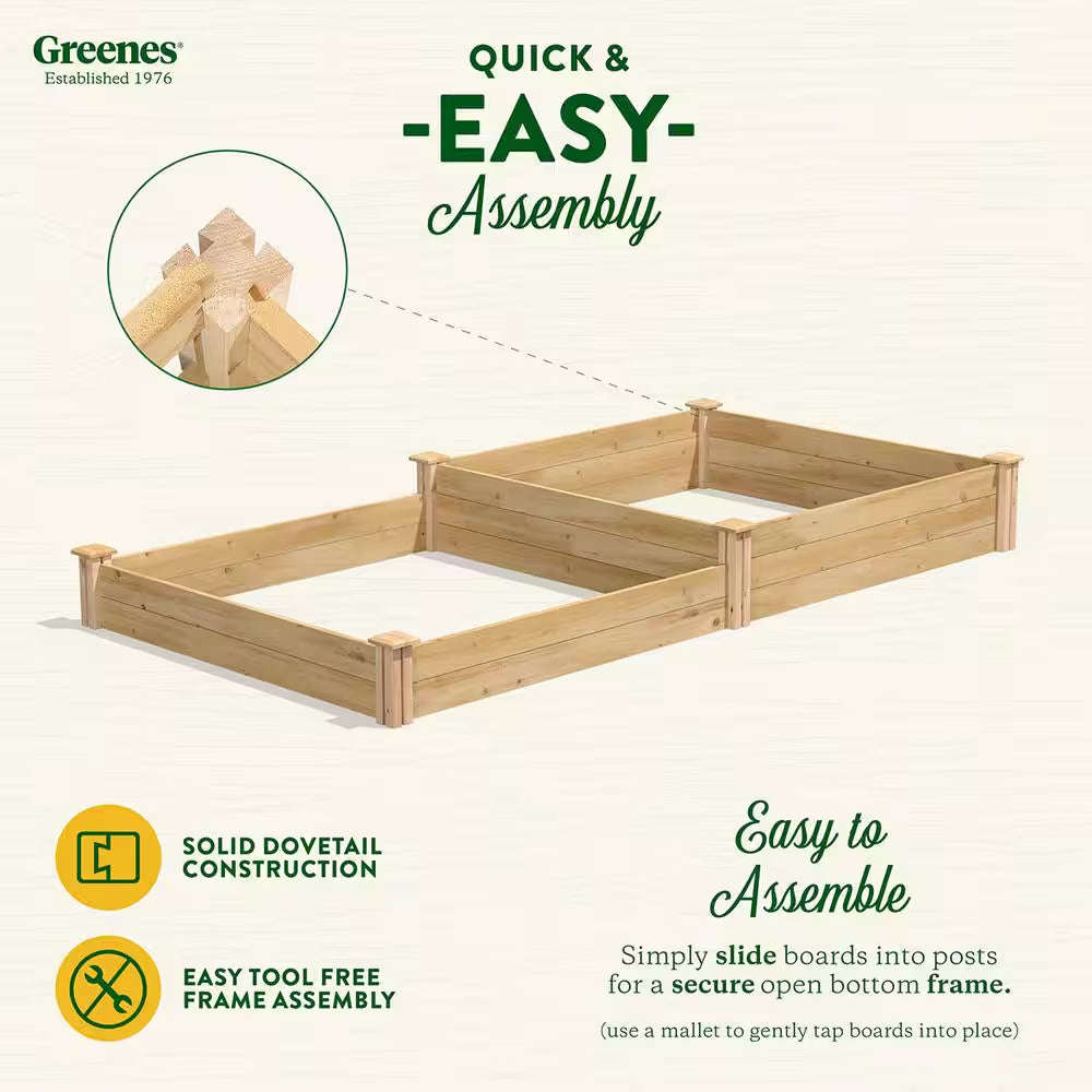 Premium Sanded Natural Cedar 2-Tiered Raised Garden Bed with 3/4 In. Thick Boards (96 In. L X 48 In. W X 10.5 In. H)