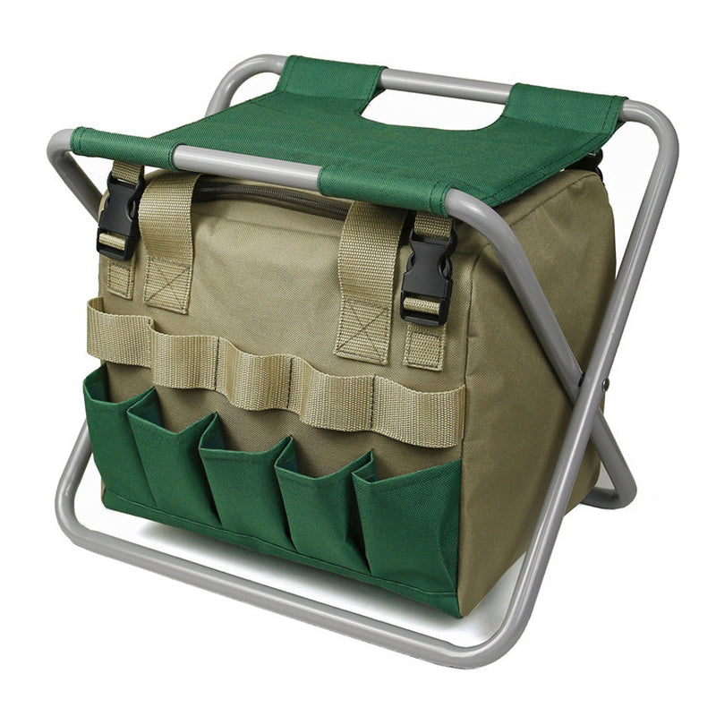 Gardening Stool with Tote Bag and Tool Organizer - Folding Seat for Garden Use