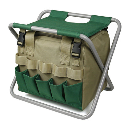 Gardening Stool with Tote Bag and Tool Organizer - Folding Seat for Garden Use