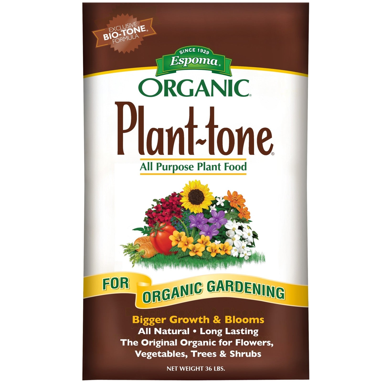 Espoma Organic Plant-Tone 5-3-3 All-Purpose Garden Plant Food, 36Lbs