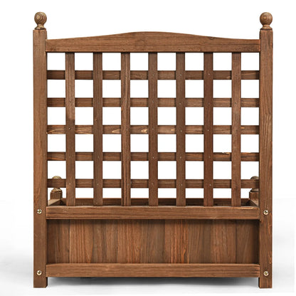 Solid Wood Planter Box with Trellis Weather-Resistant Outdoor 25''X11''X30''