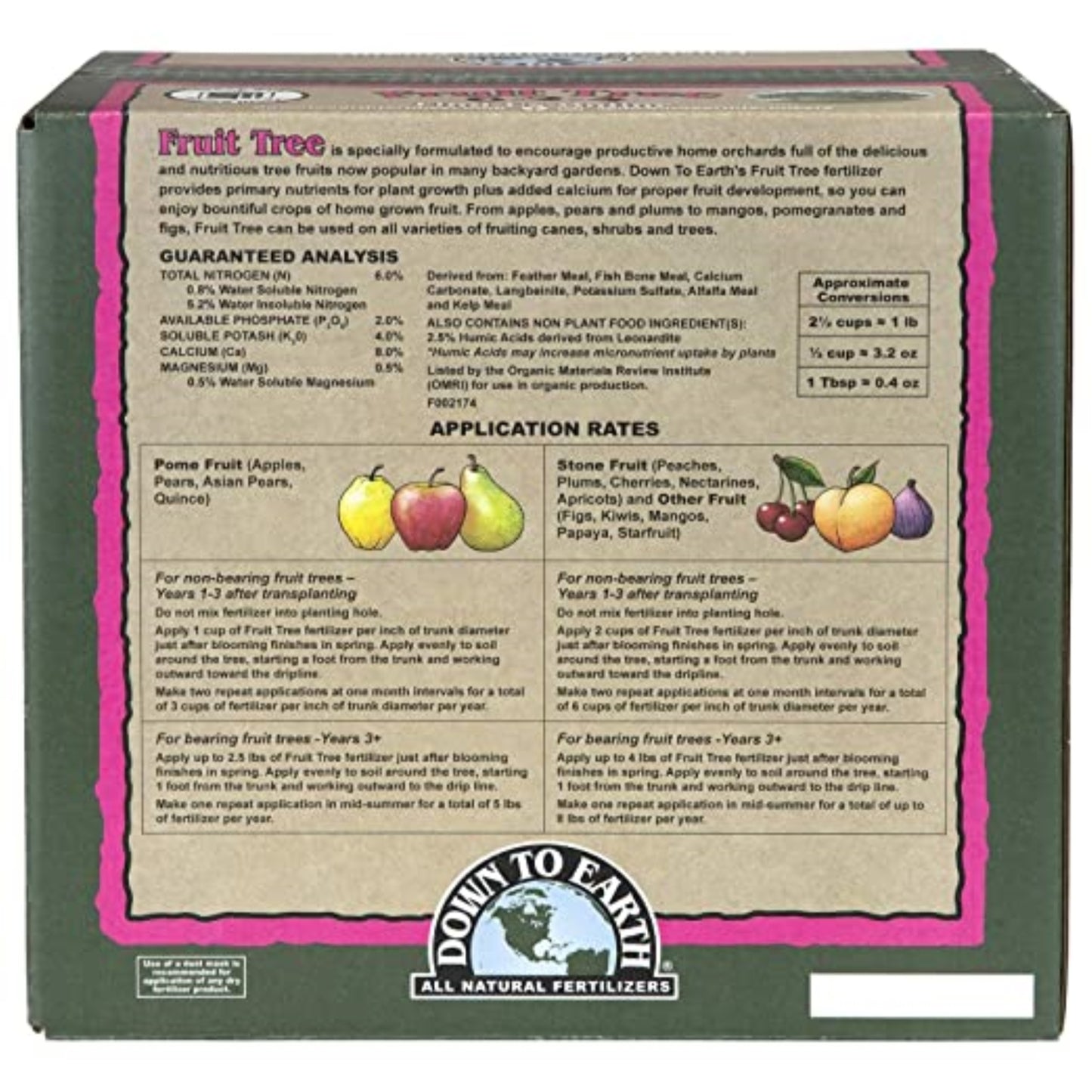 Down to Earth Organic 6-2-4 Fruit Tree—All-Natur
