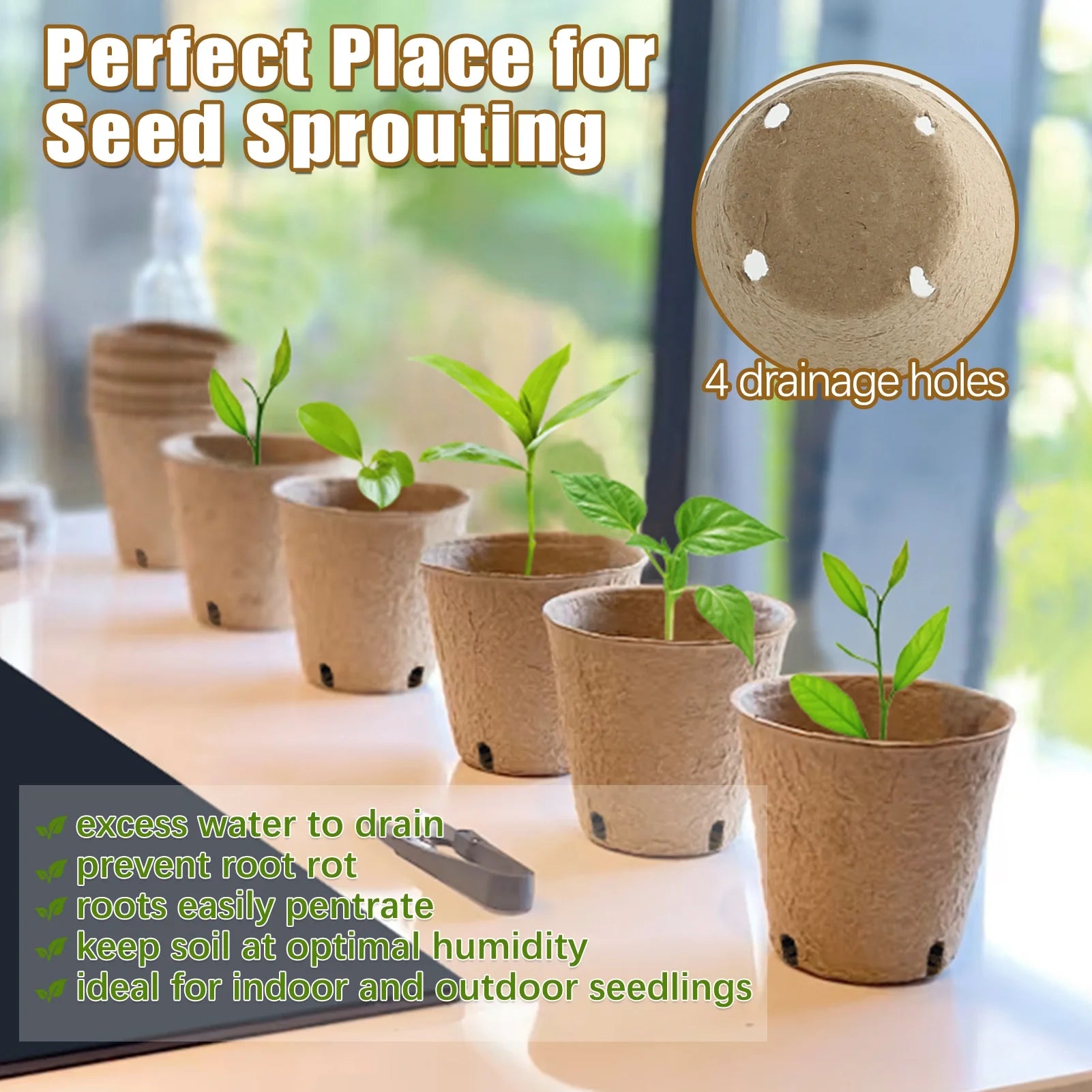 120 Pack Peat Pots for Seedlings, 3.15 Inch Biodegradable Seed Starter Planting Pots for Seedlings
