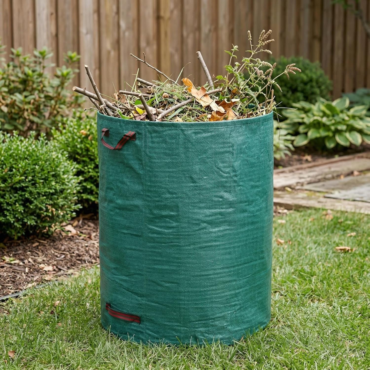 3-Pack 72 Gallon Yard Waste Bags, Reusable Heavy Duty Collapsible Garden Leaf Bags with Plastic Ring, Stand-Up Yard Waste Bin for Leaves, Lawn Debris & Grass Clippings