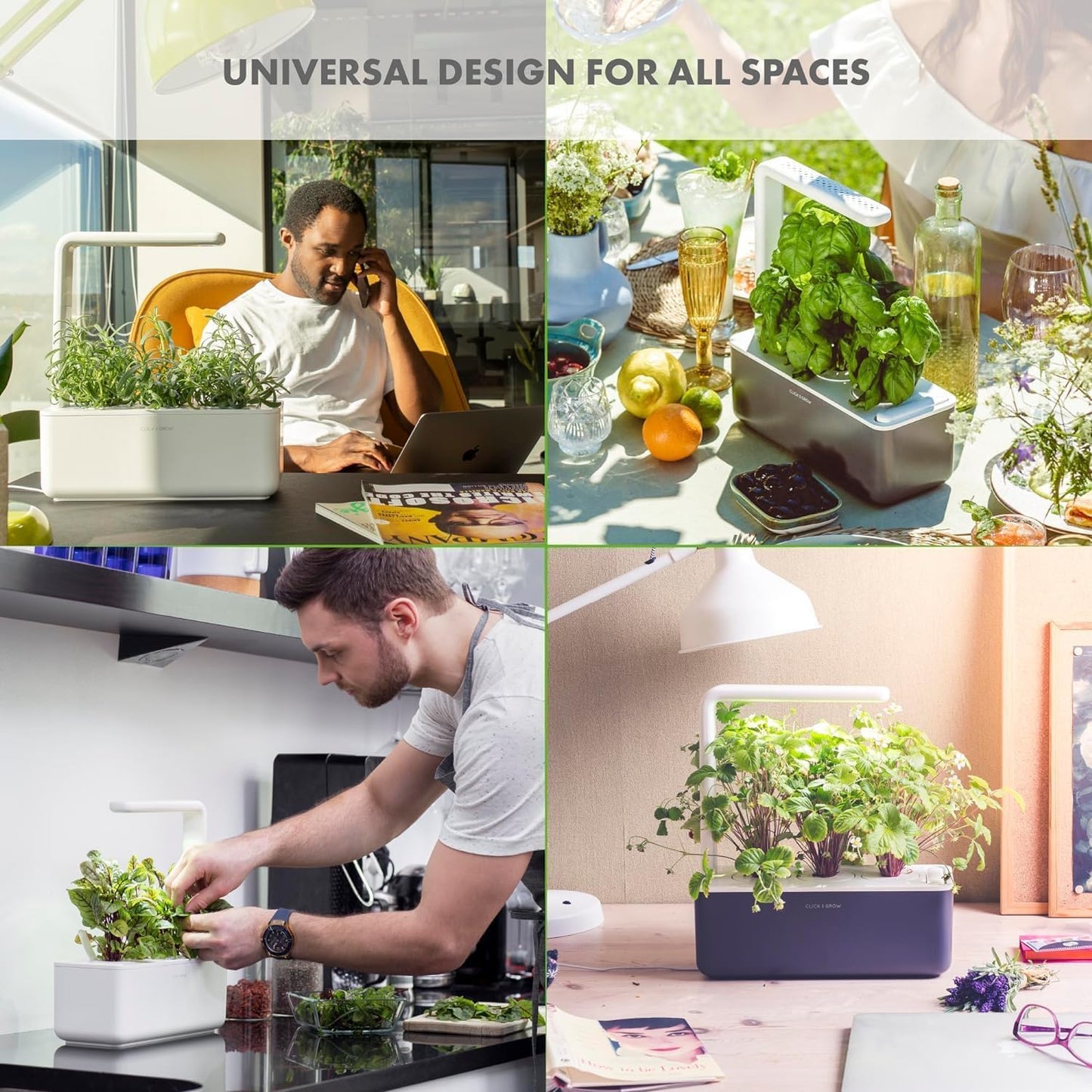 Click & Grow Indoor Herb Garden Kit with Grow Light | Smart Garden for Home Kitchen Windowsill | Easier than Hydroponics Growing System | Vegetable Gardening Starter (3 Basil Pods Included), Grey
