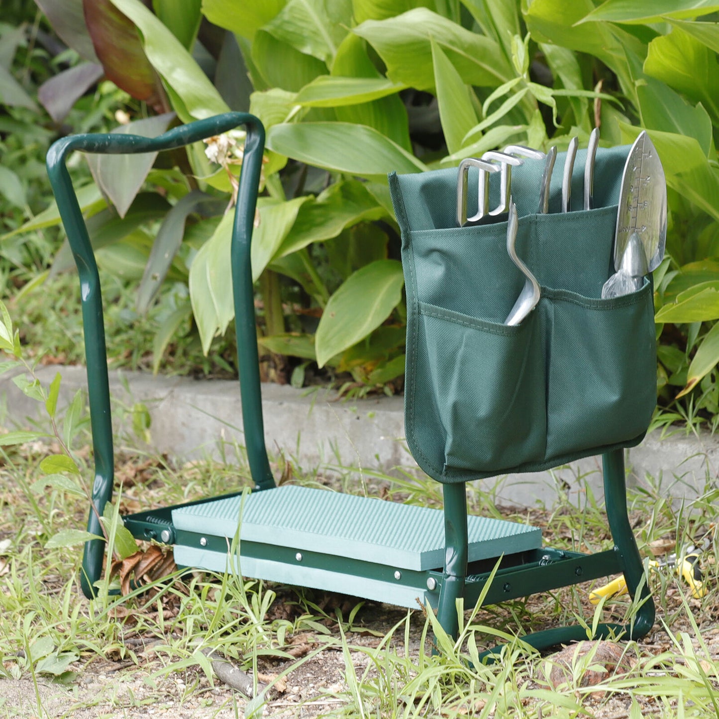 Folding Garden Kneeler Bench Kneeling Soft Eva Pad Seat with Stool Pouch