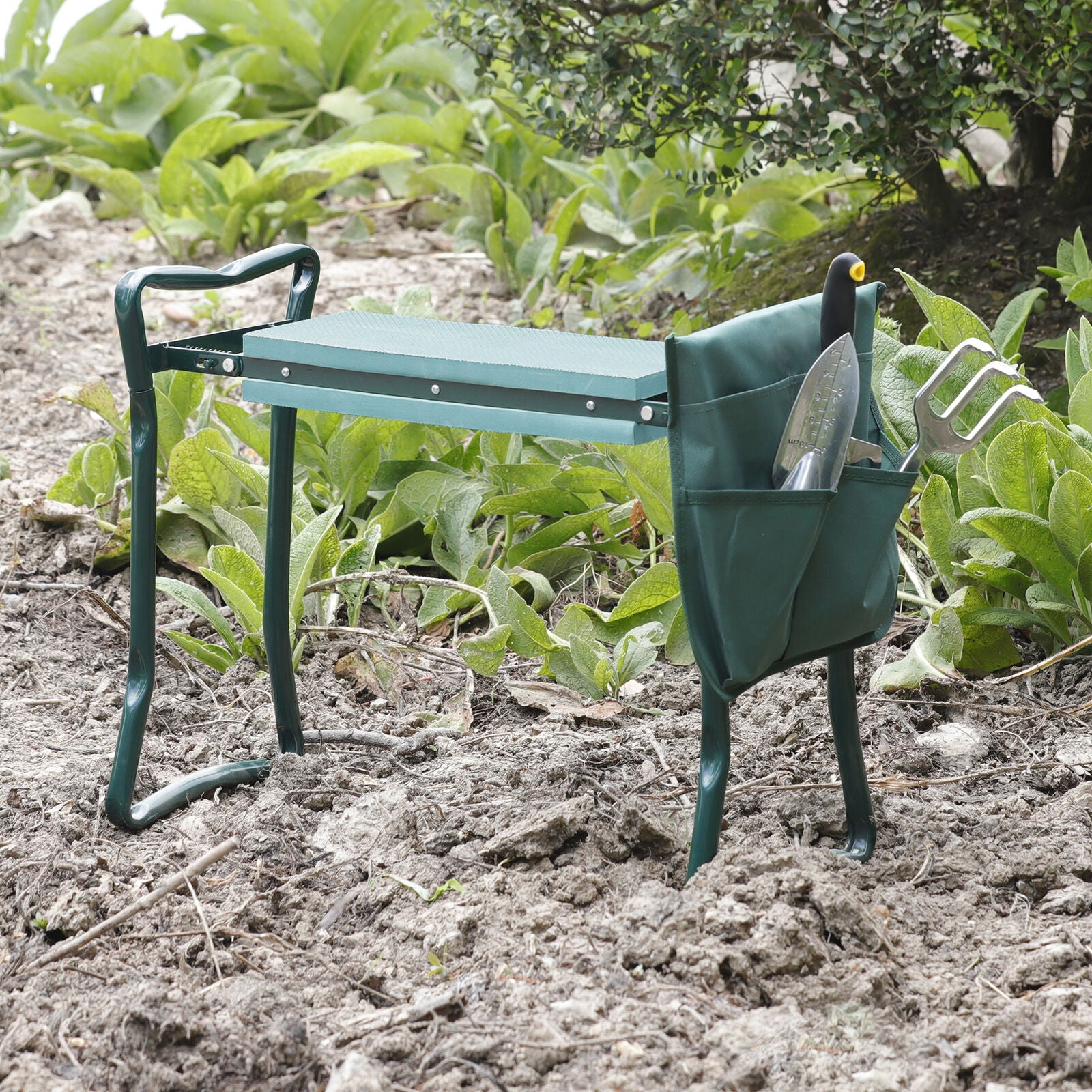 Folding Garden Kneeler Bench Kneeling Soft Eva Pad Seat with Stool Pouch