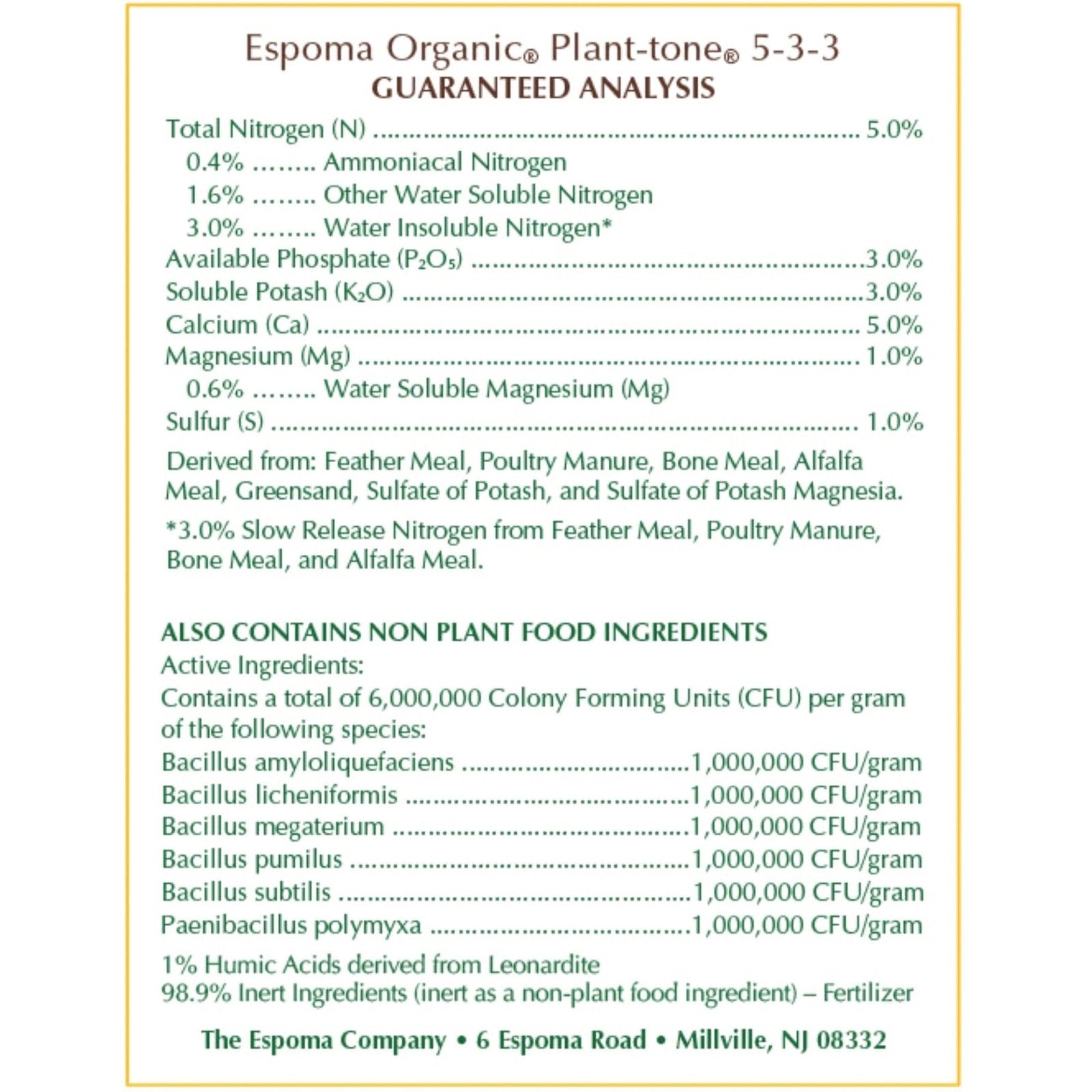 Espoma Organic Plant-Tone 5-3-3 All-Purpose Garden Plant Food, 36Lbs