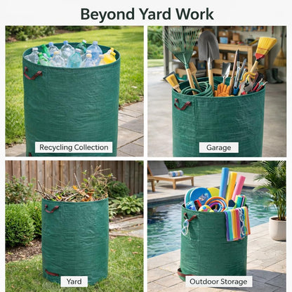 3-Pack 72 Gallon Yard Waste Bags, Reusable Heavy Duty Collapsible Garden Leaf Bags with Plastic Ring, Stand-Up Yard Waste Bin for Leaves, Lawn Debris & Grass Clippings