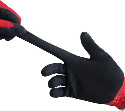 Gardening Gloves for Men, 6 Pairs Breathable Rubber Coated for Garden Weeding Landscaping, outside Work for Lawn Yard, Men'S Medium Size, Black & Red