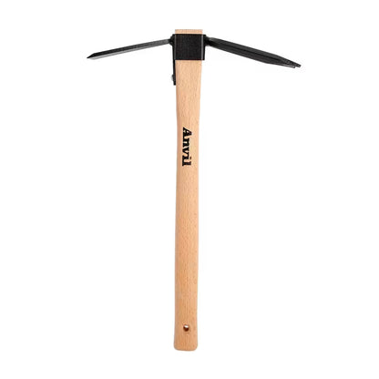14.4-Inch Wooden Handle Digging Hoe and Cultivator Combination Tool