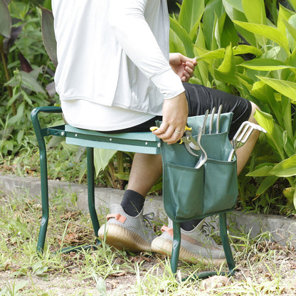 Folding Garden Kneeler Bench Kneeling Soft Eva Pad Seat with Stool Pouch