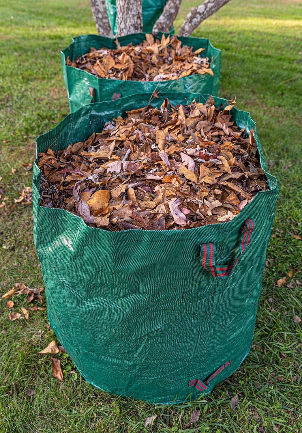 3-Pack 72 Gallon Yard Waste Bags, Reusable Heavy Duty Collapsible Garden Leaf Bags with Plastic Ring, Stand-Up Yard Waste Bin for Leaves, Lawn Debris & Grass Clippings