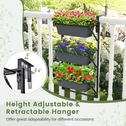 Hanging Vertical Planter Wall-Mounted Adjustable with Detachable Hooks