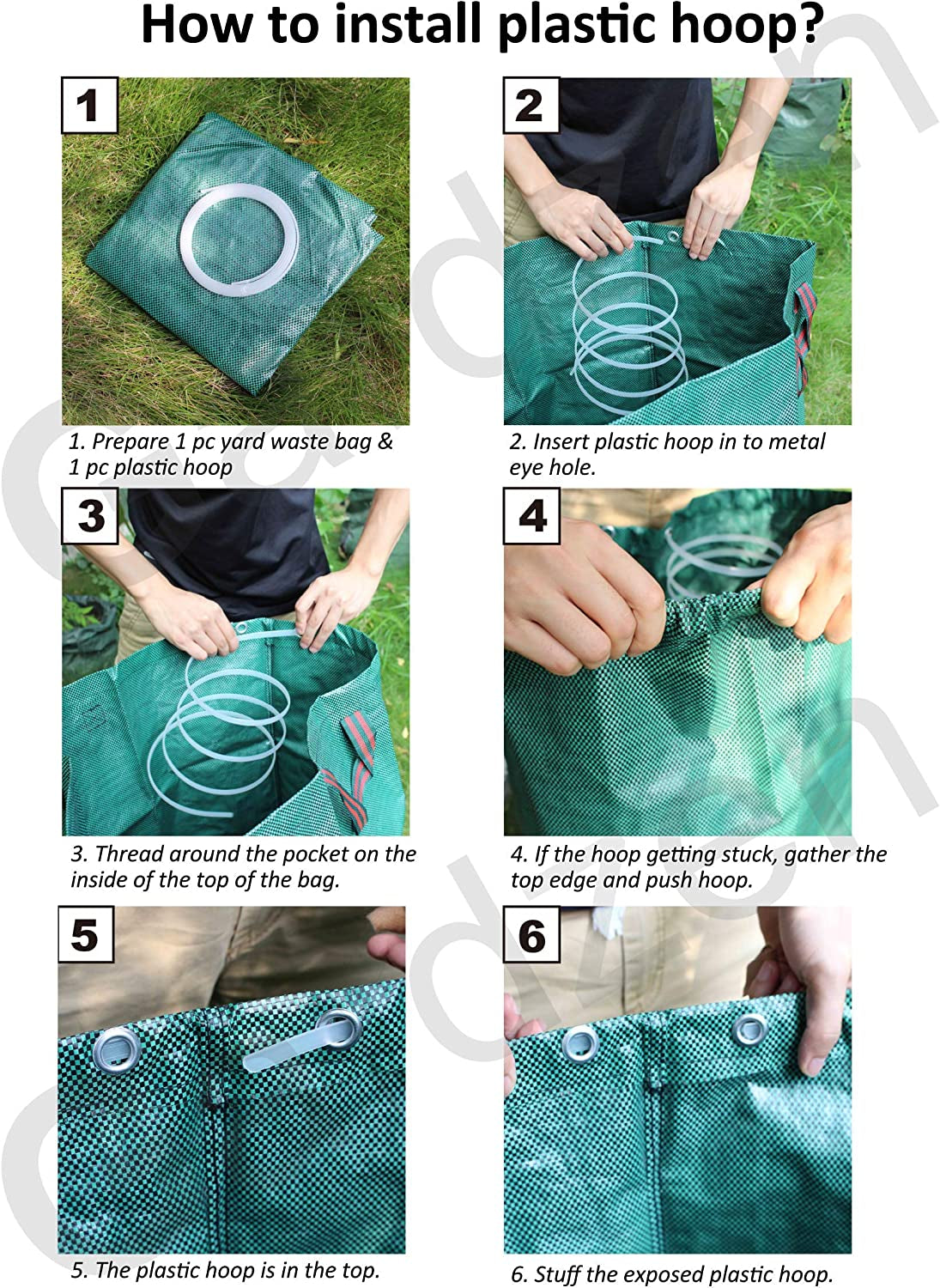 3-Pack 72 Gallon Yard Waste Bags, Reusable Heavy Duty Collapsible Garden Leaf Bags with Plastic Ring, Stand-Up Yard Waste Bin for Leaves, Lawn Debris & Grass Clippings