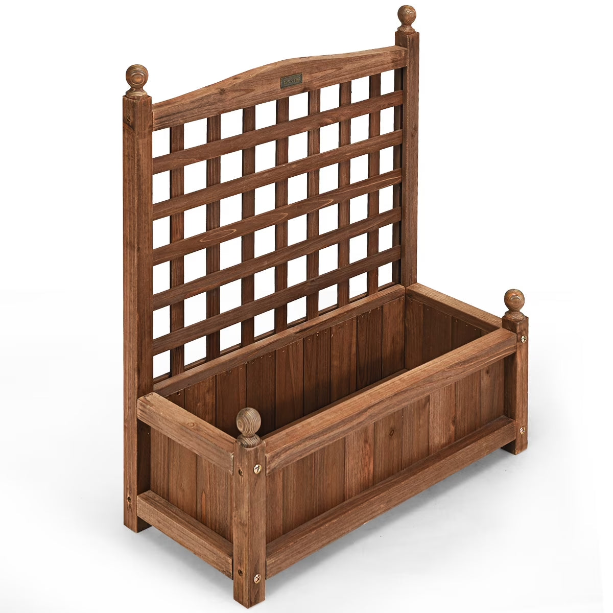 Solid Wood Planter Box with Trellis Weather-Resistant Outdoor 25''X11''X30''