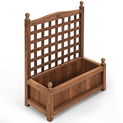 Solid Wood Planter Box with Trellis Weather-Resistant Outdoor 25''X11''X30''