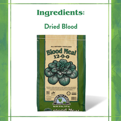 Down to Earth Organic Blood Meal 12-0-0 All-Natural Fertilizer, 20 Lbs