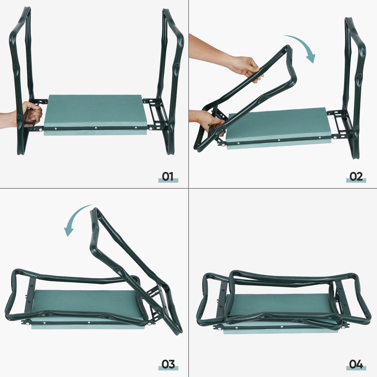 Folding Garden Kneeler Bench Kneeling Soft Eva Pad Seat with Stool Pouch