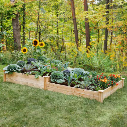 Premium Sanded Natural Cedar 2-Tiered Raised Garden Bed with 3/4 In. Thick Boards (96 In. L X 48 In. W X 10.5 In. H)