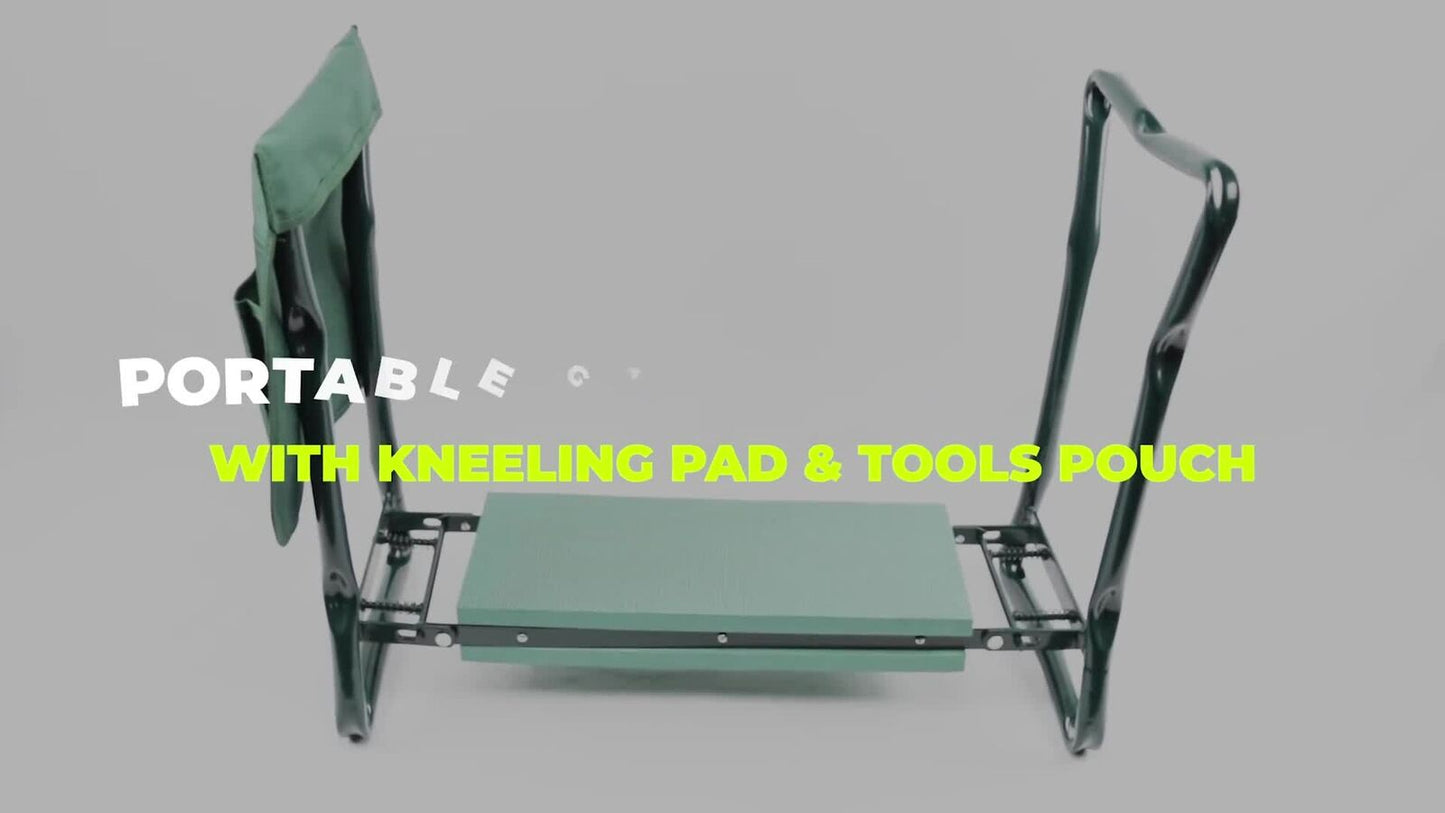 Folding Garden Kneeler Bench Kneeling Soft Eva Pad Seat with Stool Pouch